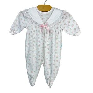 Vintage Little Me Floral Lace Footie Sleeper Size 3 Months